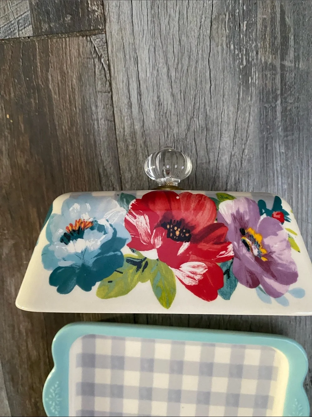 The Pioneer Women Sweet Romance Double Butter Dish Ceramic.